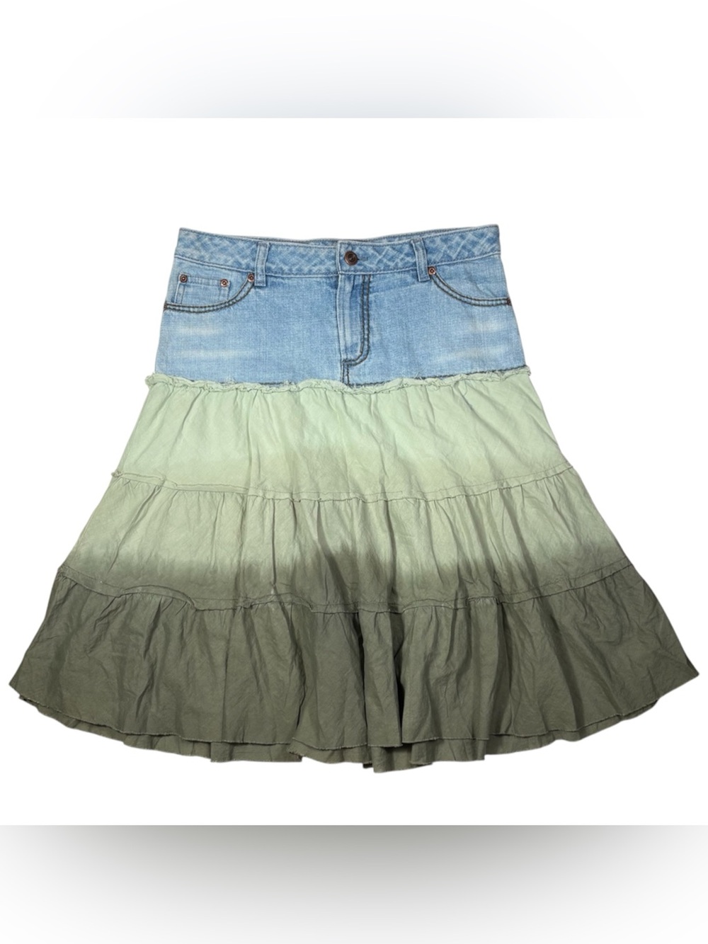 Denim Ombre Tiered Skirt